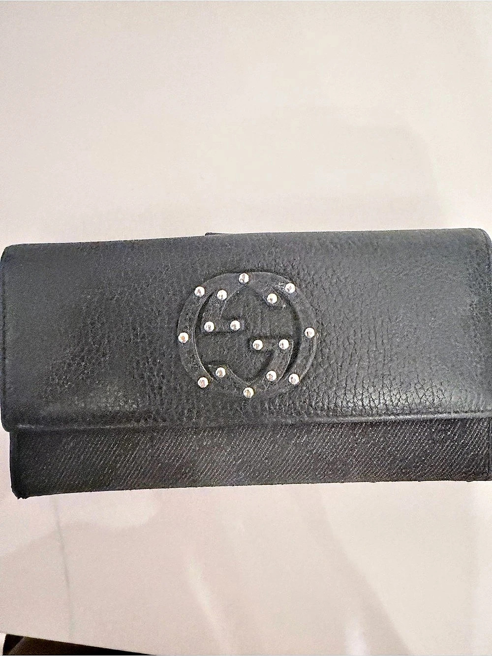 Gucci Interlocking G Studded Continental Wallet Black